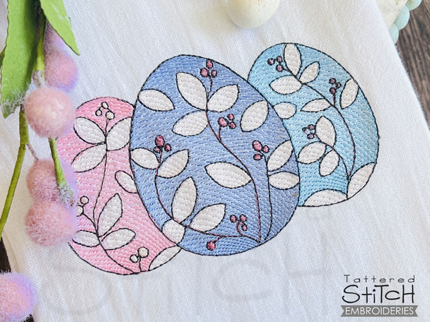 3 Easter Eggs  - Machine Embroidery