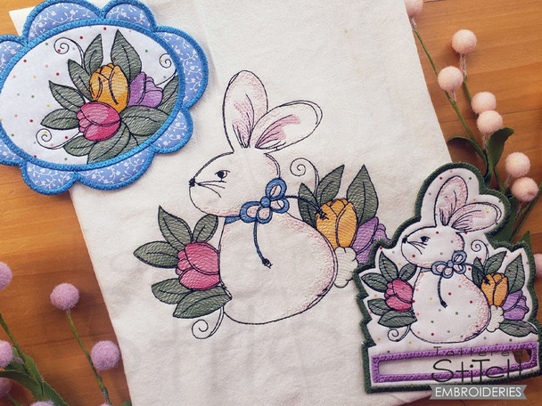 Tulips Bunny Bundle - Machine Embroidery