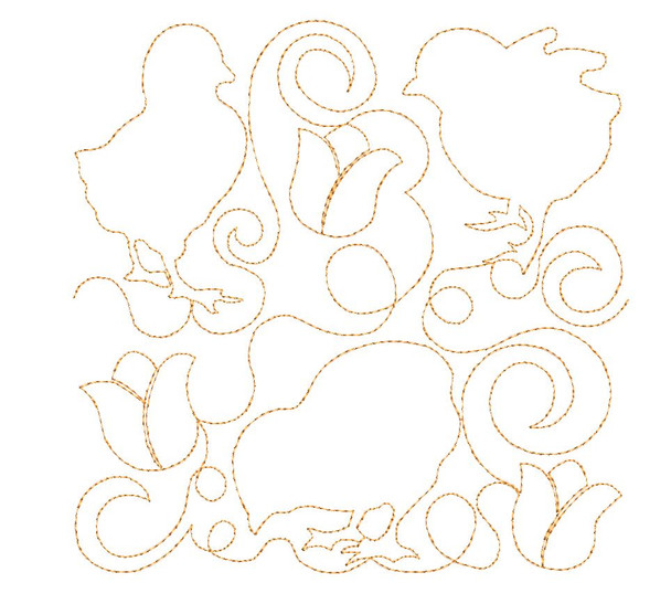 Baby Chicks Edge to Edge Quilt Block - Embroidery Designs