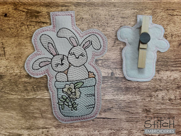 Bunny Basket Clothespin Magnet - Embroidery Designs & Patterns