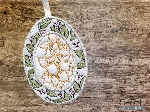 Daffodil Egg Ornaments/Coasters - Machine Embroidery