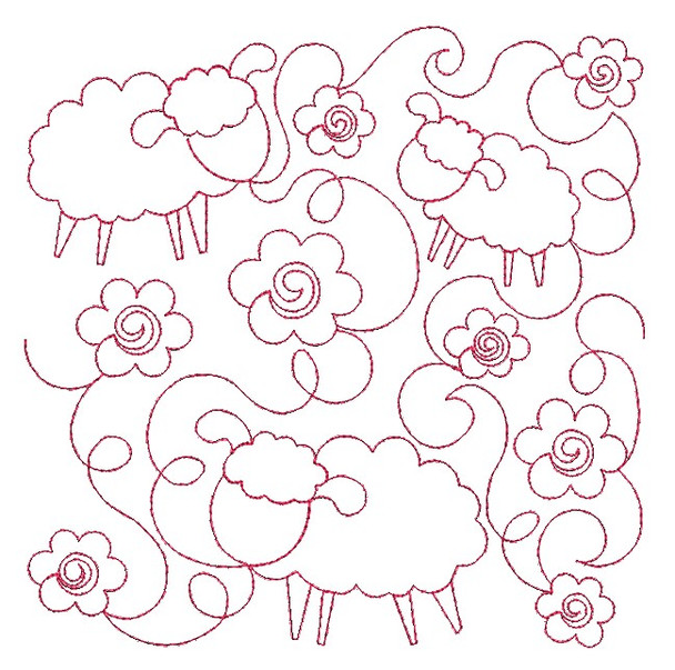 Sheep Edge to Edge Quilt Block - Embroidery Designs