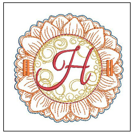 Sunflower Applique Font - H - Raw Edge Applique