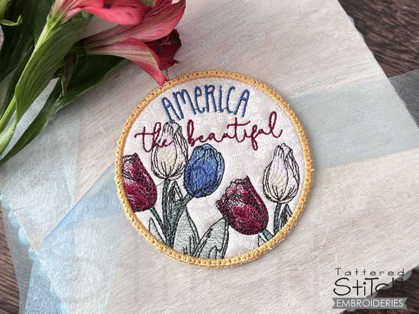 Patriotic Tulips Coaster - Embroidery Designs