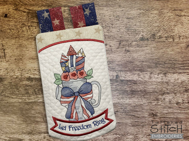 Vase with Rockets Garden Flag- Embroidery Designs