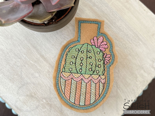 Barrel Cactus Clothespin Magnet -  Fits a 4x4 Hoop - Machine Embroidery Designs