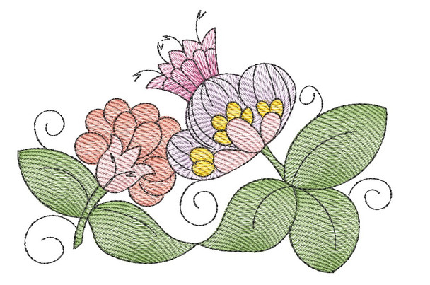 Jacobean Buds  - Machine Embroidery