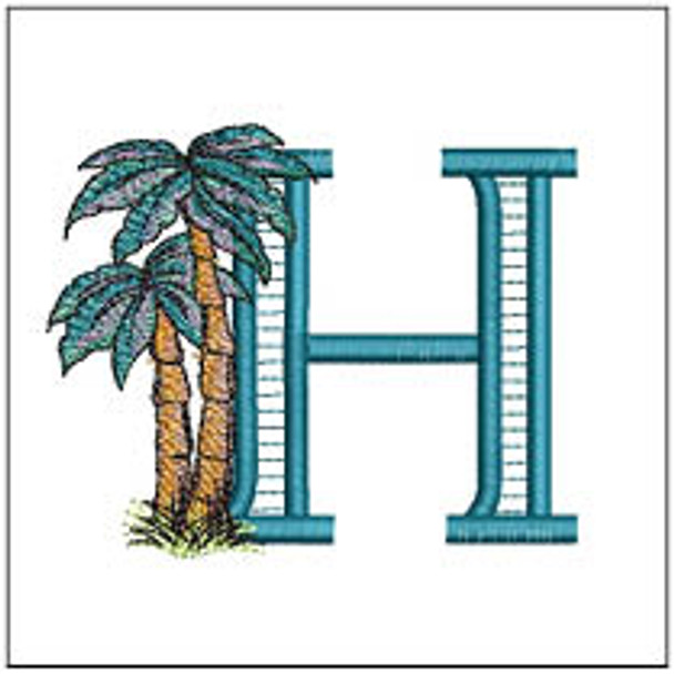 Palm Trees ABCs -H- Fits a 4x4" Hoop Embroidery Designs