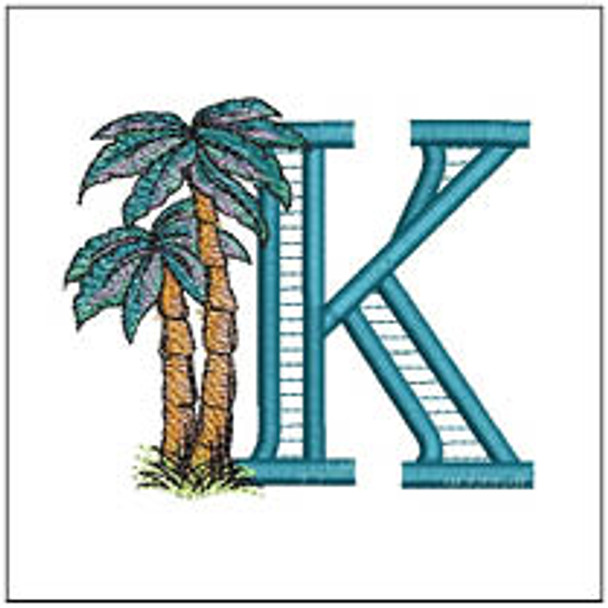 Palm Trees ABCs -K- Fits a 4x4" Hoop Embroidery Designs