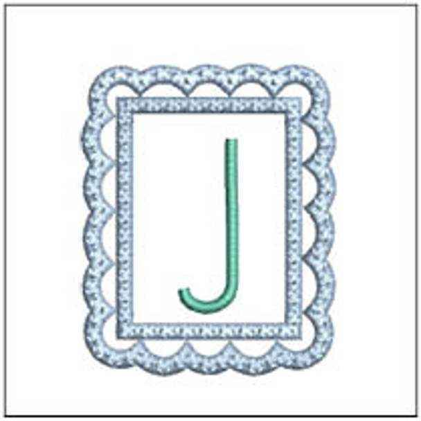 Scalloped ABCs Charm  J - Fits a 4x4" Hoop Embroidery Designs