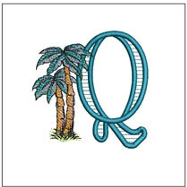 Palm Trees ABCs-Q- Fits a 4x4" Hoop Embroidery Designs