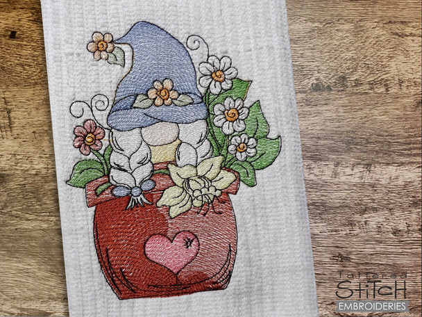 Potted Gnome- Machine Embroidery Designs & Patterns