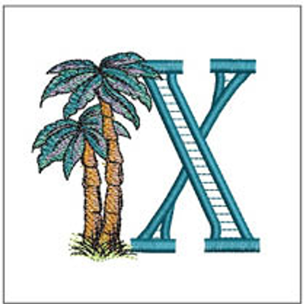 Palm Trees ABCs-X- Fits a 4x4" Hoop Embroidery Designs