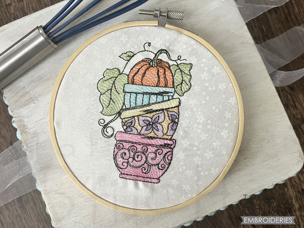 Fall Mixing Bowls- Machine Embroidery