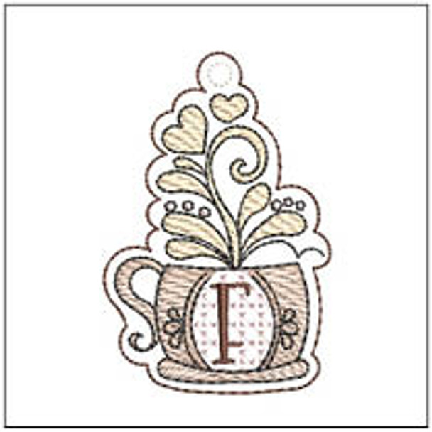 Coffee ABCs Charm - F - Fits a 4x4" Hoop Embroidery Designs