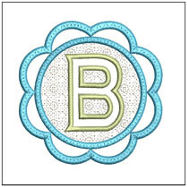 Scalloped Monogram ABCs B - Fits a 4x4" Hoop Embroidery Designs