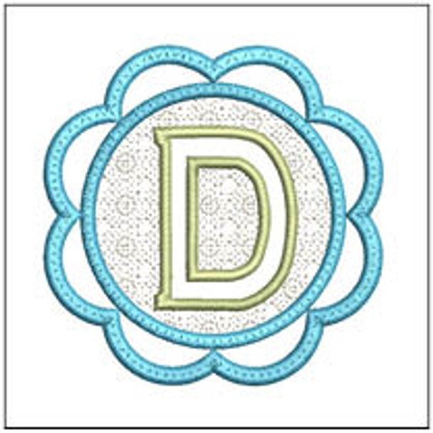 Scalloped Monogram ABCs D - Fits a 4x4" Hoop Embroidery Designs