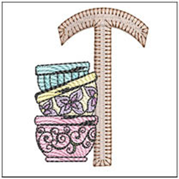 Mixing Bowls ABCs -T- Fits a 4x4" Hoop Embroidery Designs