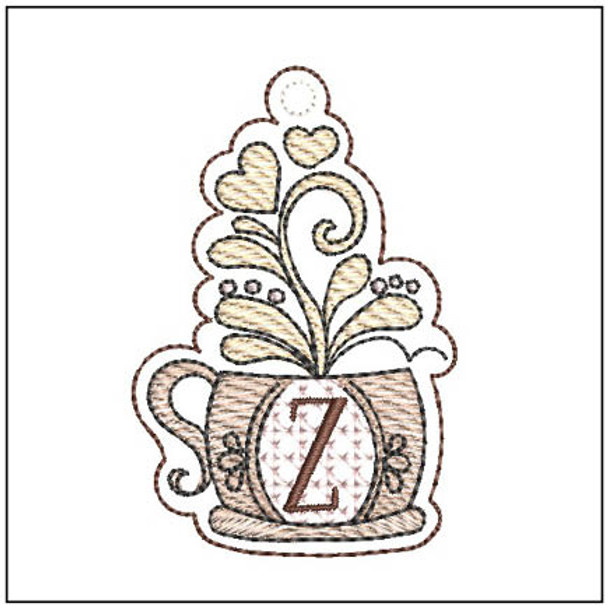 Coffee ABCs Charm -Z - Fits a 4x4" Hoop Embroidery Designs