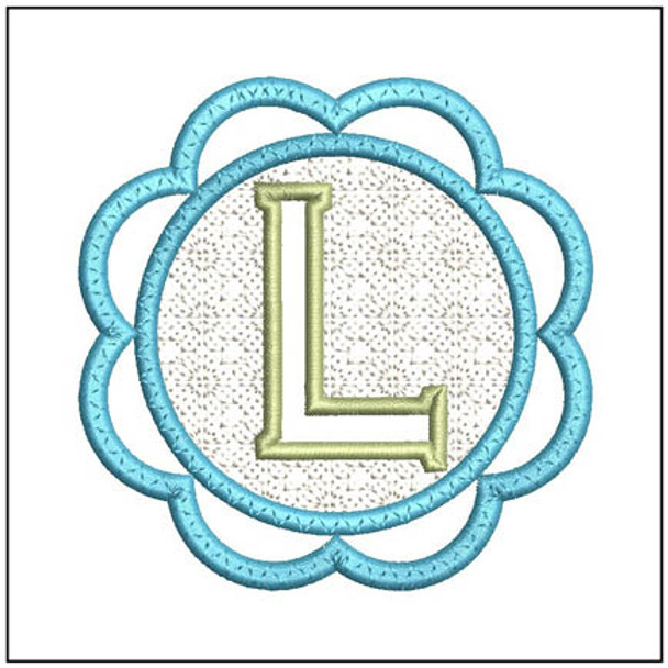 Scalloped Monogram ABCs L - Fits a 4x4" Hoop Embroidery Designs