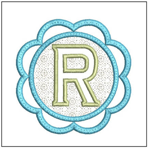 Scalloped Monogram ABCs R - Fits a 4x4" Hoop Embroidery Designs