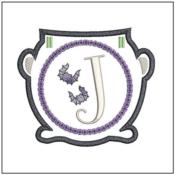 Cauldron Banner ABCs -J- Fits a 5x7" Hoop Embroidery Designs