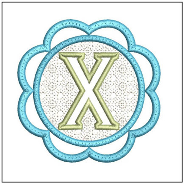 Scalloped Monogram ABCs X - Fits a 4x4" Hoop Embroidery Designs