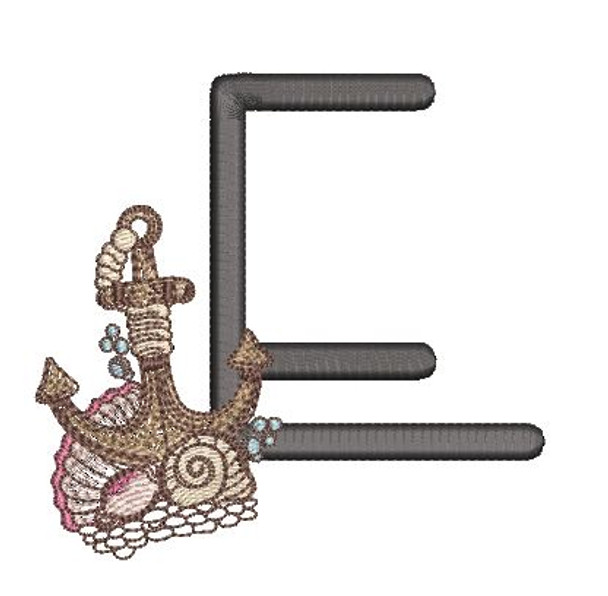 Nautical Font - Anchor E - Embroidery Design