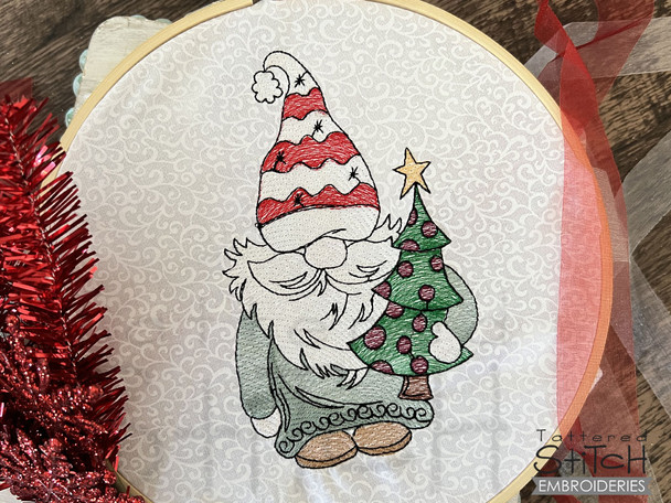 Gnome Holding Tree - Machine Embroidery Designs & Patterns