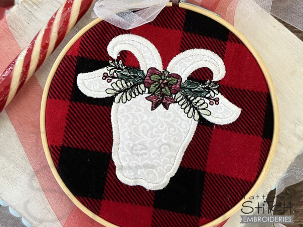 Holly Berry Holiday  Goat Applique - Embroidery Designs