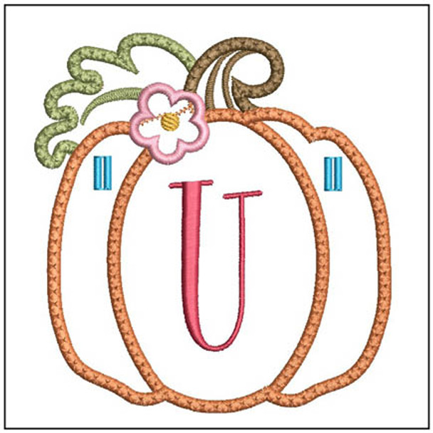 Pumpkin Banner 2 ABCs -U Fits a 5x7" Hoop Embroidery Designs