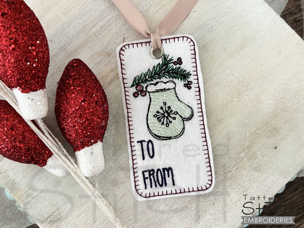 Mitten Gift Tag - Embroidery Designs & Patterns