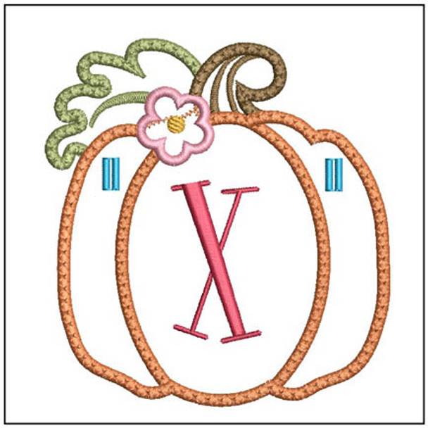 Pumpkin Banner 2 ABCs - X Fits a 5x7" Hoop Embroidery Designs