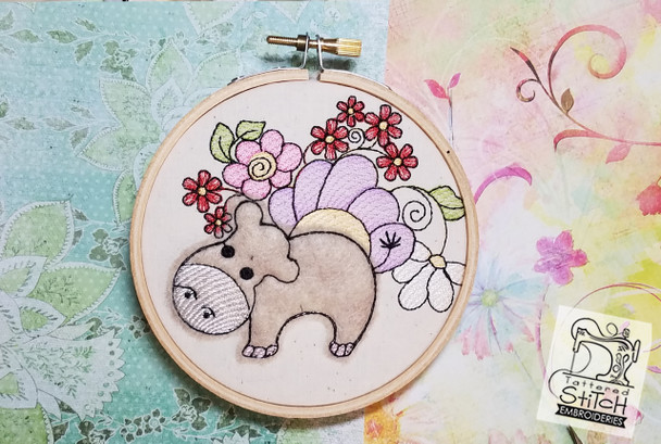 Baby Hippo Applique - Machine Embroidery Design. 4x4 & 5x7" hoop. Instant Download.