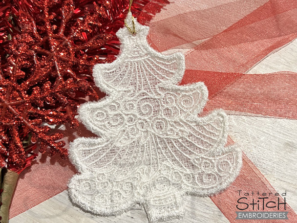 Christmas Tree Free Standing Lace - Fits a 4x4" & 5x7" Hoop, Machine Embroidery Pattern, Christmas Holiday Lace Star, Gift Giving