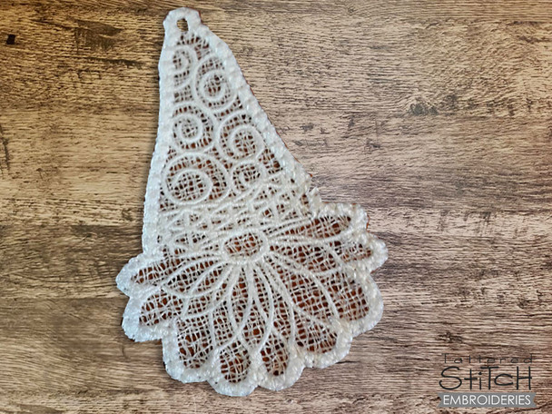 Santa Gnome Free Standing Lace - Fits a 4x4" & 5x7" Hoop, Machine Embroidery Pattern, Christmas Holiday Lace Star, Gift Giving