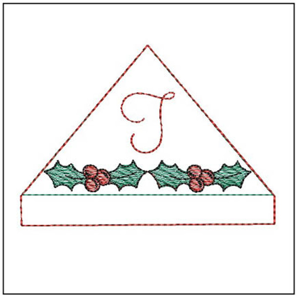 Holly Berry ABCs Corner Bookmark -T- Embroidery Designs & Patterns