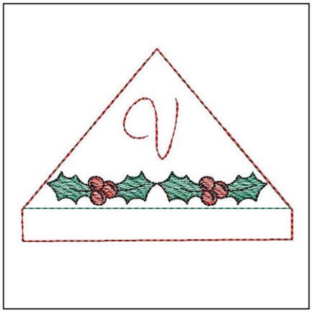 Holly Berry ABCs Corner Bookmark -V- Embroidery Designs & Patterns