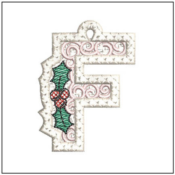 Free Standing Lace Scroll ABCS - F  Fits a 4x4" Hoop, Machine Embroidery Pattern,