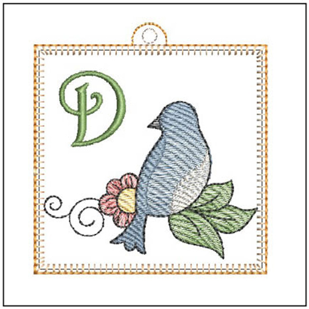 Bluebird ABC's Charm - D - Embroidery Designs & Patterns