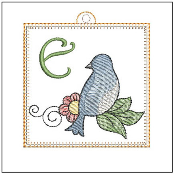 Bluebird ABC's Charm - E - Embroidery Designs & Patterns