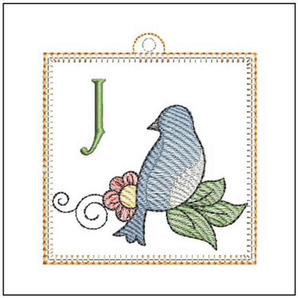 Bluebird ABC's Charm - J - Embroidery Designs & Patterns