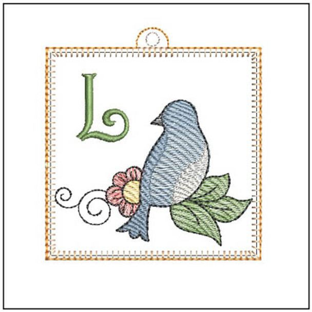 Bluebird ABC's Charm - L - Embroidery Designs & Patterns