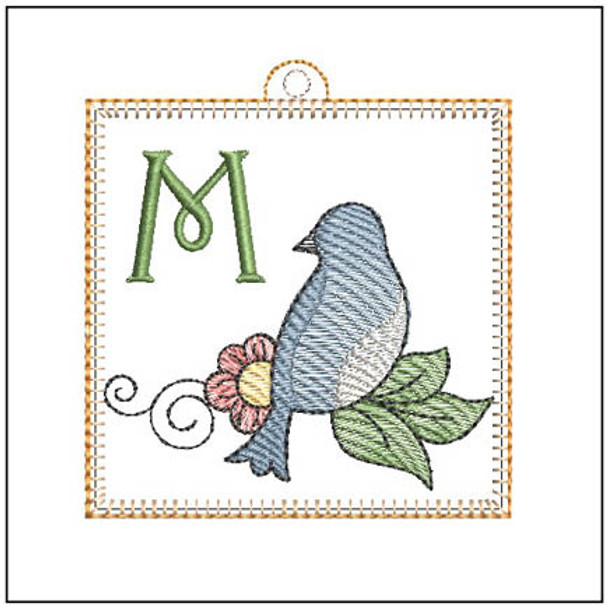 Bluebird ABC's Charm - M - Embroidery Designs & Patterns