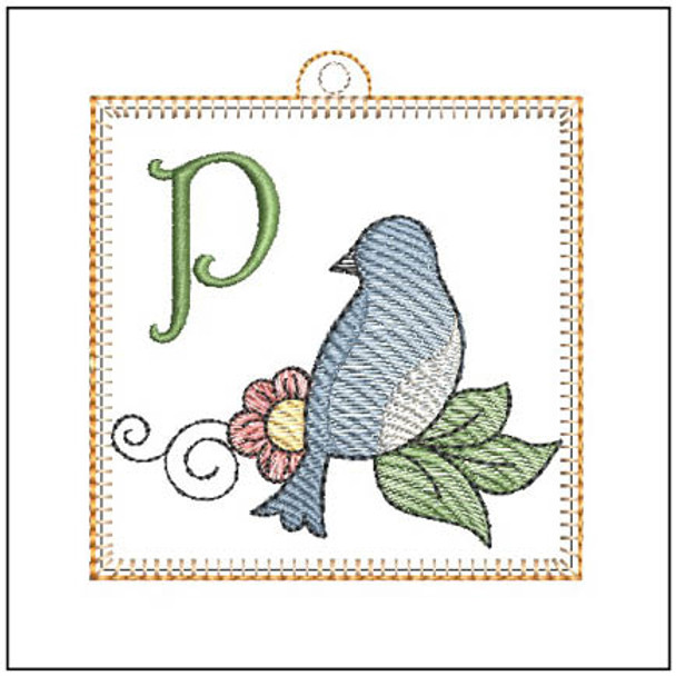 Bluebird ABC's Charm - P - Embroidery Designs & Patterns