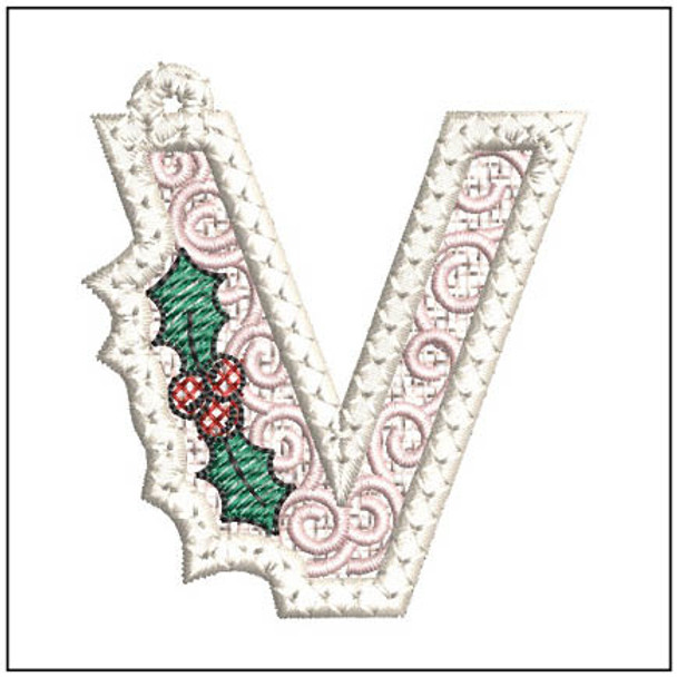 Free-Standing Lace Scroll ABCS - V Fits a 4x4" Hoop, Machine Embroidery Pattern,