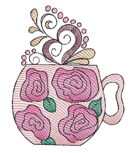 Flourished Coffee Mug - Machine Embroidery