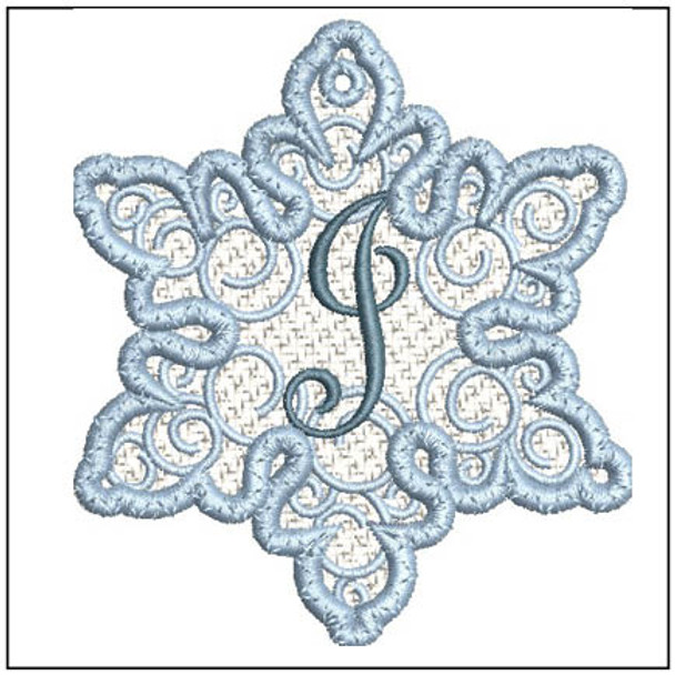Snowflake Free Standing Lace ABCs - J Fits a 4x4" Hoop, Machine Embroidery Pattern,