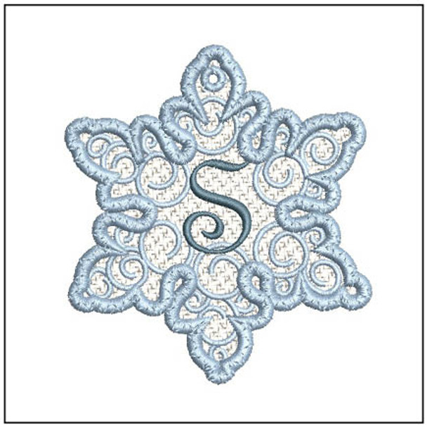 Snowflake Free Standing Lace ABCs -  S - Fits a 4x4" Hoop, Machine Embroidery Pattern,