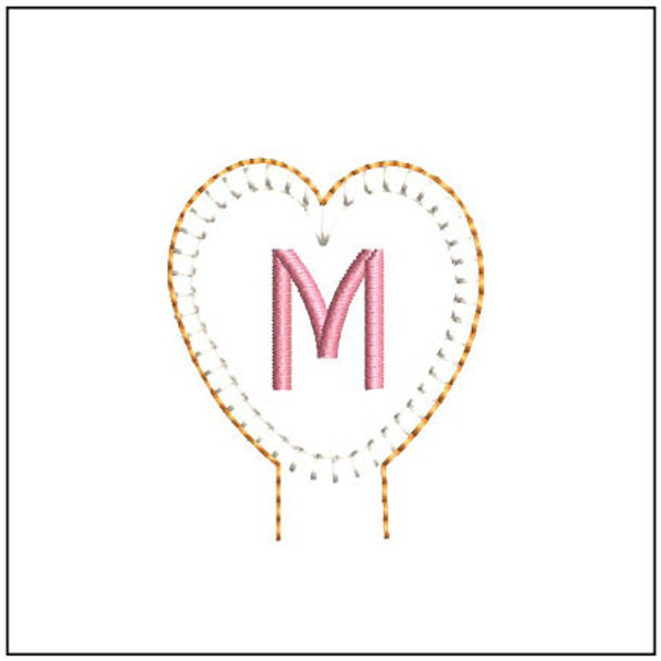 Heart Pencil Topper ABCs - M - Embroidery Designs & Patterns